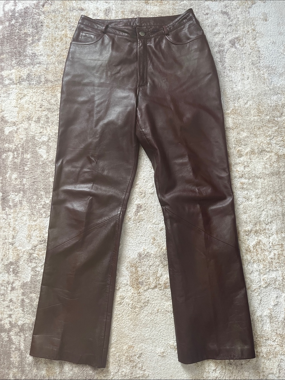 Vintage Vakko Wine Leather Trousers High Waist Lined